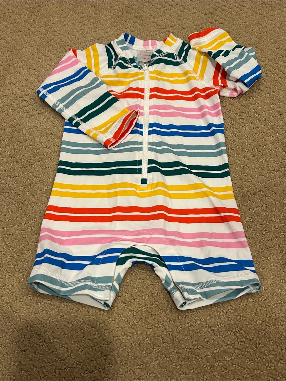 Hanna Andersson Multicolor Striped Zipper Rash Guard